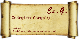 Csörgits Gergely névjegykártya